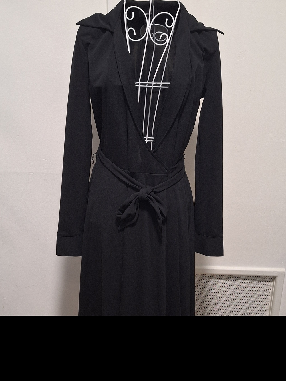 Express Womens Black Midi Wrap Long Sleeve Self Tie Dress Size: 3/4